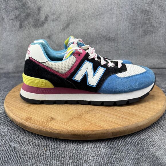 New Balance 574 Shoes Womens Size 7.5 Blue Black Pink ENCAP Retro Sneakers - Picture 1 of 10